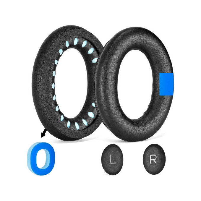 Csere fülpárnák Bose QC25, QC35, QC45 fejhallgatóhoz, Memóriahab + PU bőr, Fekete, Hűtő gél, 1 pár