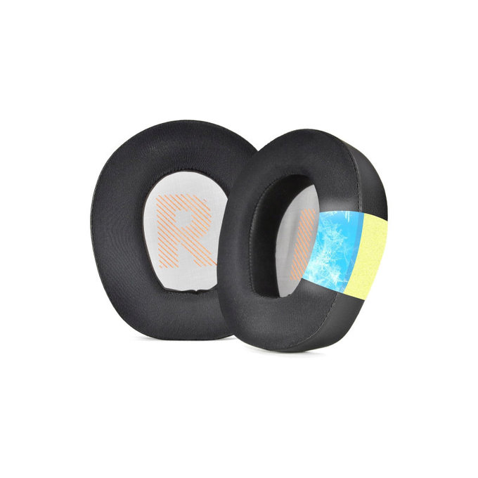 Csere fülpárnák JBL Quantum Q200, Q300 fejhallgatóhoz, Memóriahab + PU bőr + Textil, Fekete, Hűtő gél, 1 pár