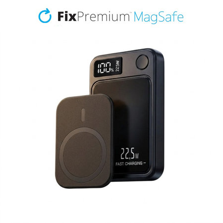 FixPremium - MagSafe PowerBank 5000mAh LED Kijelzővel, fekete