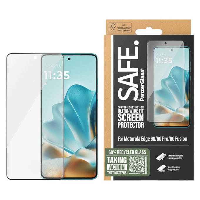 Edzett üveg UWF Motorola Edge 60/60 Pro/60 Fusion készülékhez, Fekete, SAFE by PanzerGlass