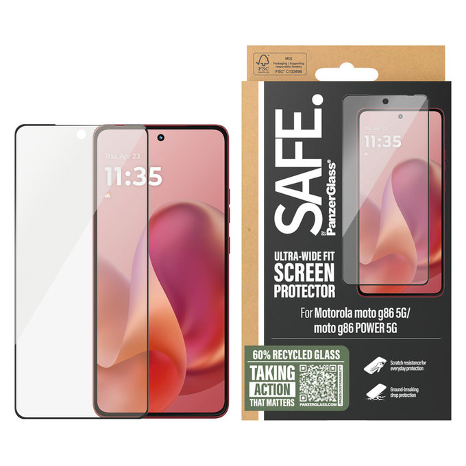 Edzett üveg UWF Motorola Moto G86 Power készülékhez, Fekete, SAFE by PanzerGlass