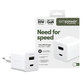 Utazóadapter Grand Prix USB-C/USB-A, GaN, 35 W PD, ezüst-fehér, empower