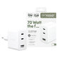 Utazóadapter Grand Prix 2x USB-C/USB-A, GaN, 70 W PD, Ezüst-fehér, empower