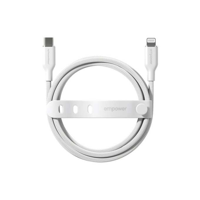 USB-C/Lightning kábel, 60 W, Racing, 1, 2 m, Ezüst-fehér, empower