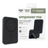 Vezeték nélküli PowerBank 5000 mAh forgatható állvánnyal, 20 W, MagSafe kompatibilis, Qi2/USB-C, Space Black, empower