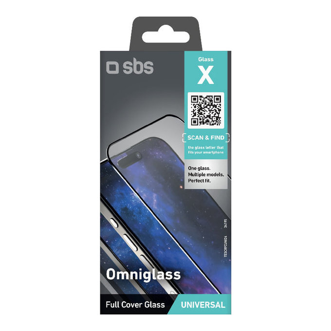 Univerzális edzett üveg Omniglass X, Fekete, SBS