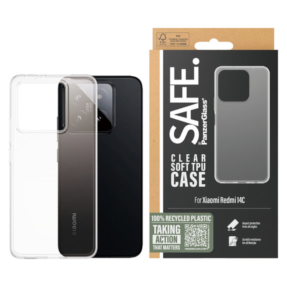 Tok TPU Xiaomi Redmi 14C készülékhez, Átlátszó, SAFE by PanzerGlass