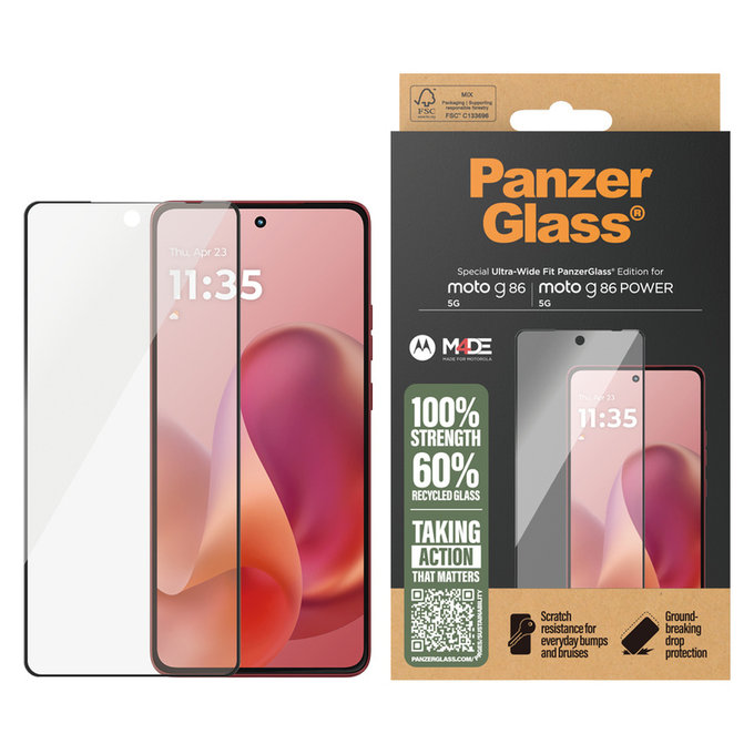 Edzett üveg UWF Motorola Moto G86 Power készülékhez, Fekete, PanzerGlass