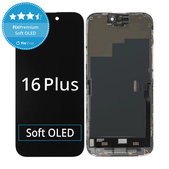 Kijelző Soft OLED iPhone 16 Plus - Érintőüveg + Keret, DIAGNOSTIC