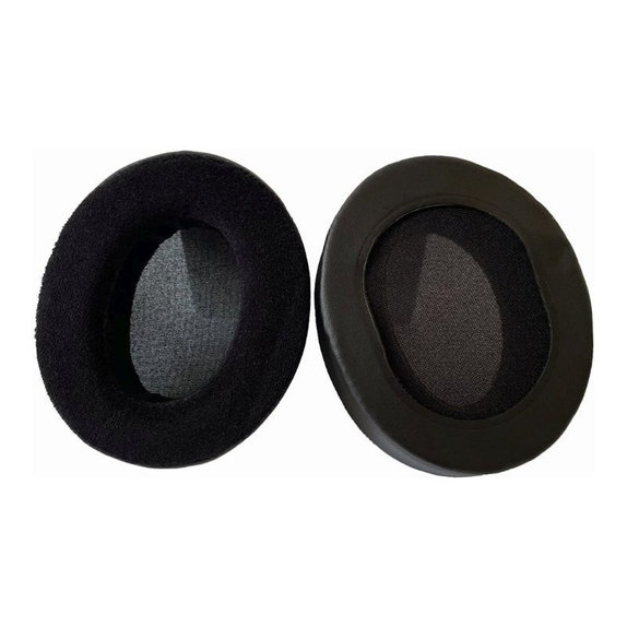 Csere Fülpárnák Audio Technica ATH-M50X, M50XBT, M40X, MSR7 Fejhallgatóhoz, Memóriahab + PU Bőr + Velúr, Fekete, 1 Pár