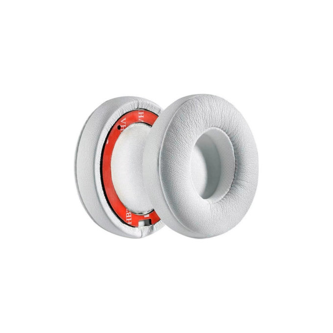 Csere Fülpárnák Beats Solo 4 Fejhallgatóhoz, Memóriahab + PU Bőr, Fehér, 1 Pár