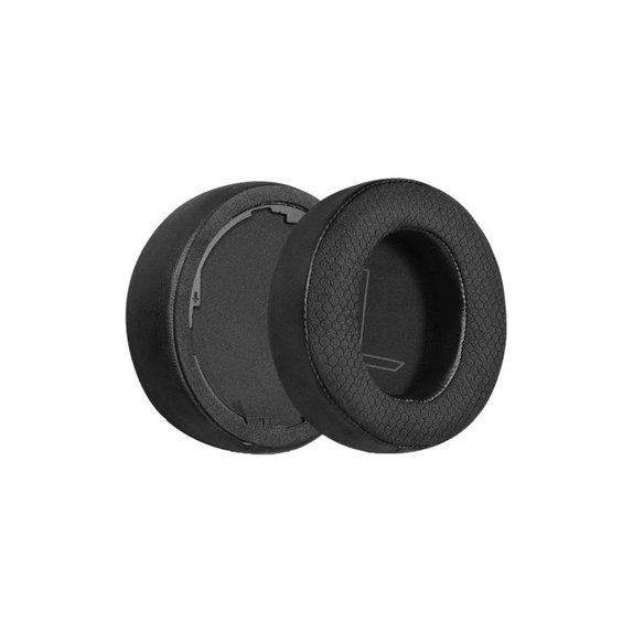 Csere Fülpárnák Dell Alienware AW510H és AW310H Fejhallgatóhoz, Memóriahab + PU Bőr + Textil, Fekete, 1 Pár