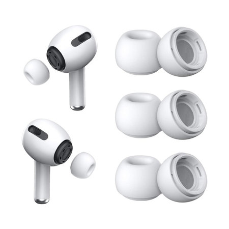 Csere szilikon fülillesztékek Apple AirPods 3 Pro készülékhez, 3 db-os szett (L, M, S), Fehér