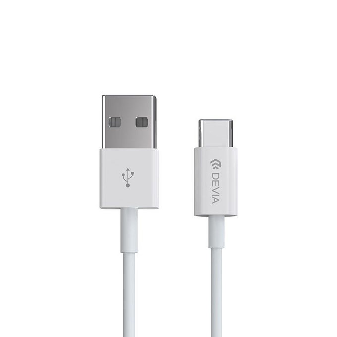 USB / USB-C kábel Smart, 2.1A, 2m, fehér, Devia