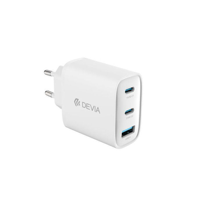 Extreme Speed töltőadapter, 2x USB-C + USB-A, PD 65W, fehér, Devia