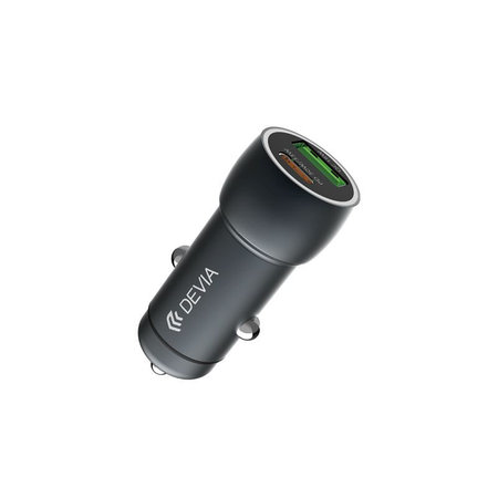 Extreme Speed autós töltő USB-C + USB-A, PD 30W, QC 3.0 18W, szürke, Devia