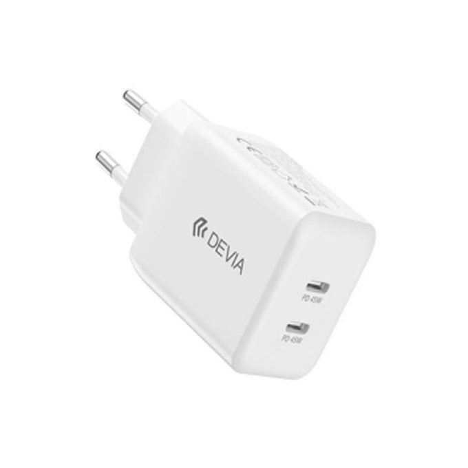 Ultra7 töltőadapter, 2x USB-C, PD 45W, fehér, Devia