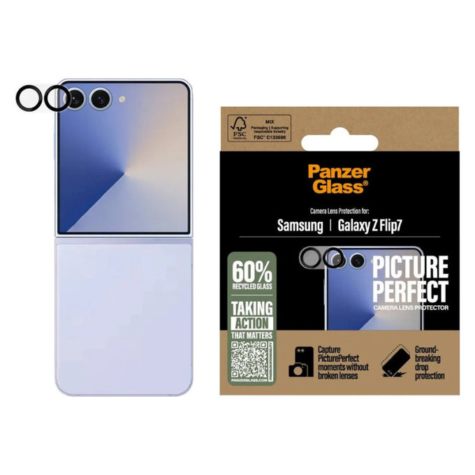 PicturePerfect Kameralencse-védő Samsung Z Flip7 készülékhez, Fekete, PanzerGlass