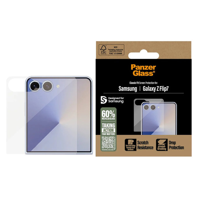 Edzett üveg Classic Fit Samsung Galaxy Z Flip7 készülékhez, Átlátszó, PanzerGlass