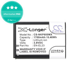 Akkumulátor Nikon Coolpix, 1700mAh, Li-Ion, 3.8V, EN-EL23, HQ