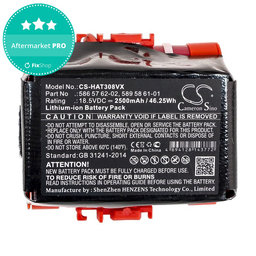 Akkumulátor Gardena R40, R50, R70, R80, Husqvarna Automower 305, 2500mAh, Li-Ion, 18.5V, 586 57 62-02, HQ