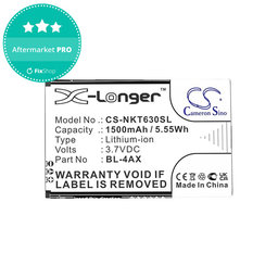 Akkumulátor Nokia 6300 4G, Nokia 8000 4G, 1500mAh, Li-Ion, 3.7V, BL-4AX, HQ