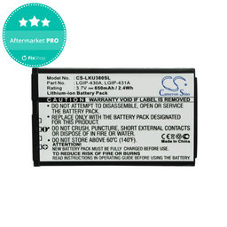 Akkumulátor LG 230 Nite, 650mAh, Li-Ion, 3.7V, LGIP-430A, HQ