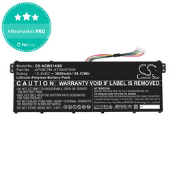 Akkumulátor Acer ConceptD 3, Spin 5, Swift 3, 5, X, Travelmate Spin P4, 3800mAh, Li-Pol, 15.4V, AP18C7M, HQ