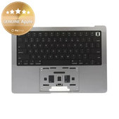 Felső billentyűzetkeret MacBook Pro 14", A2442 (2021), A2779 (2023), US billentyűzettel és akkumulátorral, Space Gray, 661-32210, Genuine Apple
