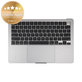 Felső billentyűzetkeret MacBook Air 13", A3113 (2024), US billentyűzettel és akkumulátorral, Space Gray, 661-40227, Genuine Apple