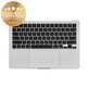 Felső billentyűzetkeret MacBook Air 13", A3113 (2024), US billentyűzettel és akkumulátorral, Silver, 661-40228, Genuine Apple
