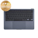 Felső billentyűzetkeret MacBook Air 13", A3113 (2024), US billentyűzettel és akkumulátorral, Midnight, 661-40230, Genuine Apple