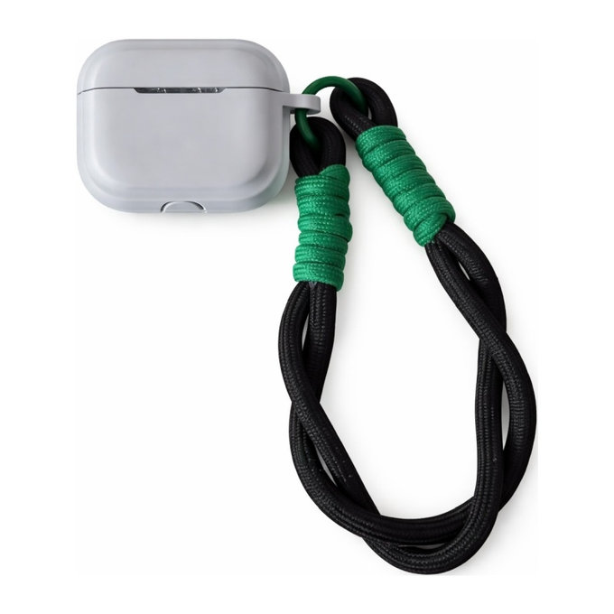 Szilikon tok, AirPods 1 és 2, Szürke fekete zsinórral