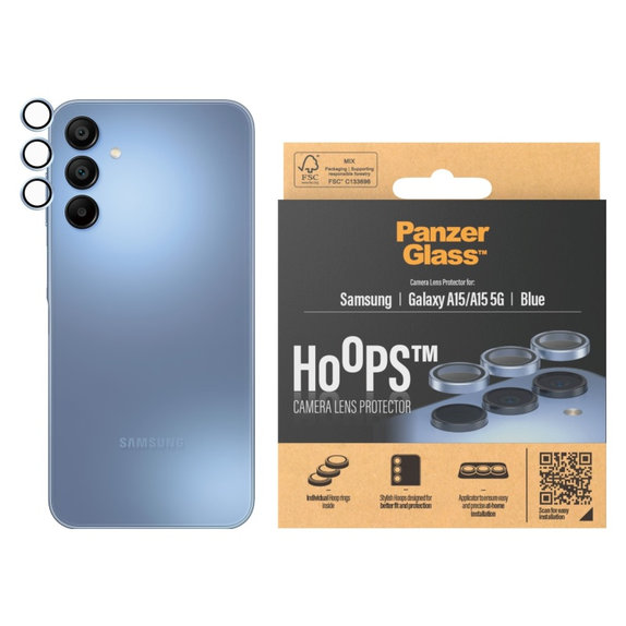 Hoops Kameralencse-védő Samsung A15/A15 5G készülékhez, Kék, PanzerGlass