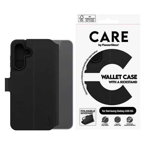 Tok Wallet Kickstand Samsung Galaxy A56 5G készülékhez, Fekete, PanzerGlass
