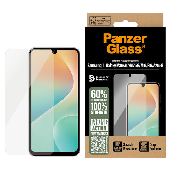Edzett üveg UWF Samsung Galaxy M15 5G/F15 5G/A26 5G/A16/A16 5G készülékhez, Fekete, PanzerGlass