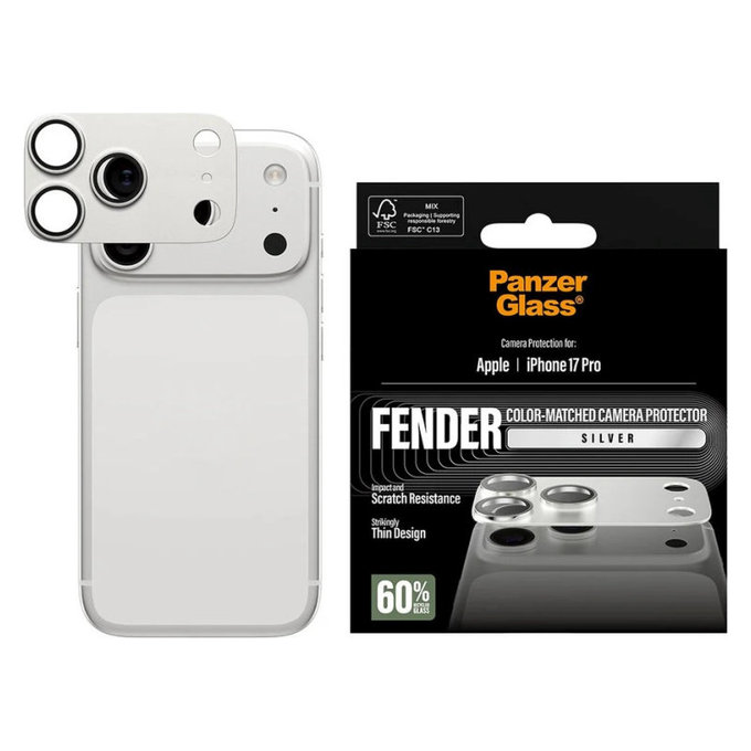 Objektívlencse védő Fender iPhone 17 Pro, Ezüst, PanzerGlass