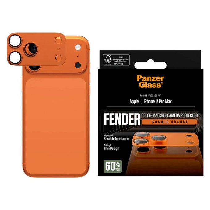 Objektívlencse védő Fender iPhone 17 Pro Max, Narancssárga, PanzerGlass