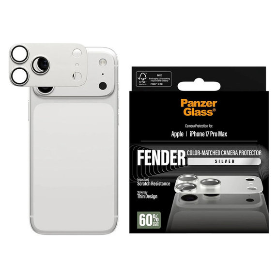 Objektívlencse védő Fender iPhone 17 Pro Max, Ezüst, PanzerGlass