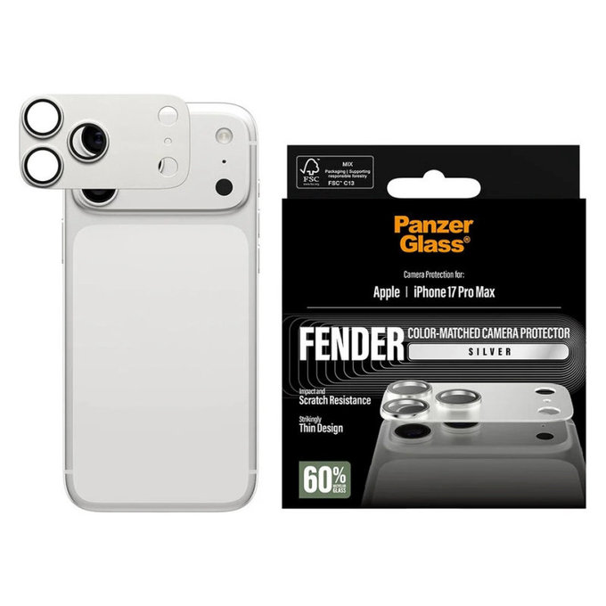 Objektívlencse védő Fender iPhone 17 Pro Max, Ezüst, PanzerGlass