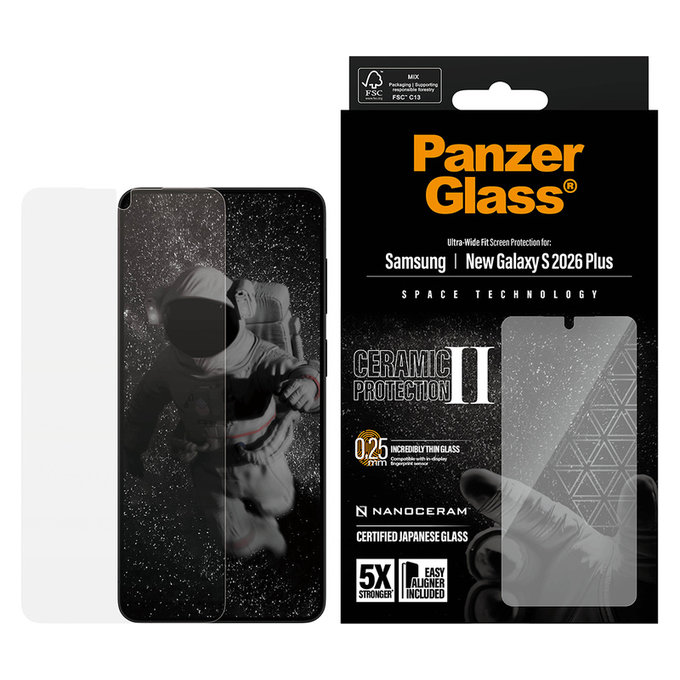 Edzett üveg UWF Ceramic applikátorral Samsung Galaxy S26+ készülékhez, Átlátszó, PanzerGlass