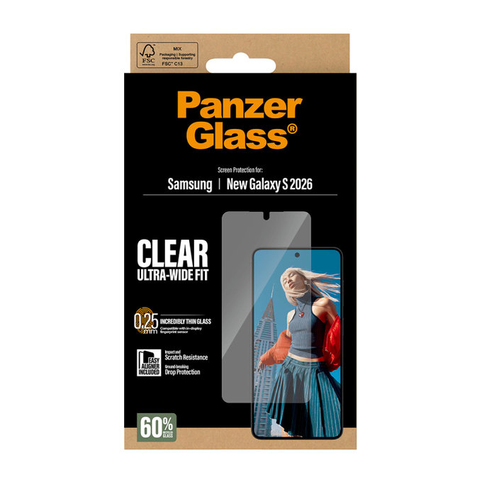 PanzerGlass - UWF edzett üveg applikátorral Samsung Galaxy S26, átlátszó