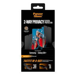 PanzerGlass - UWF 2-Way Privacy edzett üveg FASTFIT In-A-Box csomaggal Samsung Galaxy S26+ készülékhez, átlátszó