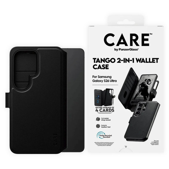 Tok Wallet Tango Two-In-One QI-vel - Samsung S26 Ultra, fekete, CARE
