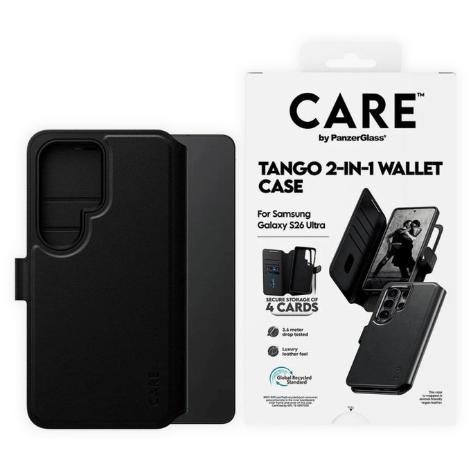 Tok Wallet Tango Two-In-One QI-vel - Samsung S26 Ultra, fekete, CARE