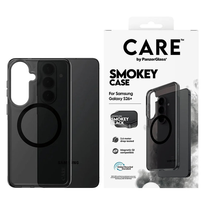 Tok Smokey fekete QI-val Samsung Galaxy S26+ készülékhez, Fekete, PanzerGlass