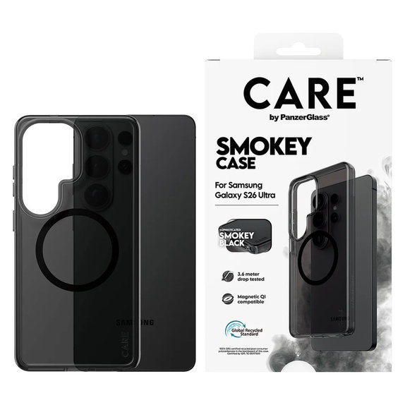 Tok Smokey fekete QI-val Samsung Galaxy S26 Ultra készülékhez, Fekete, PanzerGlass