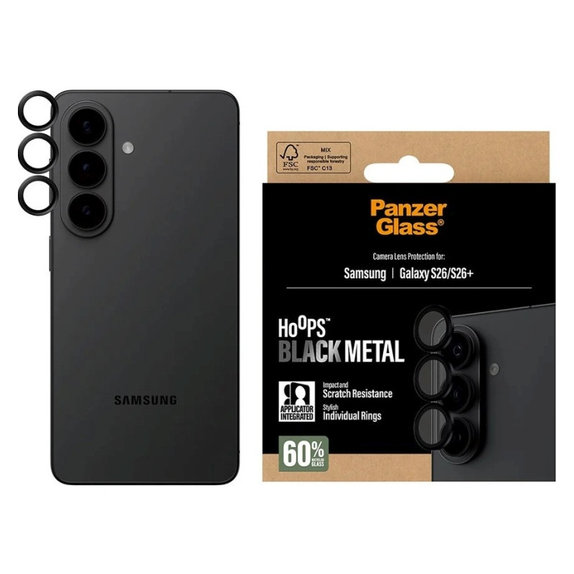 Objektívlencse védő Hoops Samsung S26/S26+, Fekete, PanzerGlass