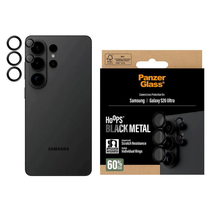 Objektívlencse védő Hoops Samsung S26 Ultra, Fekete, PanzerGlass