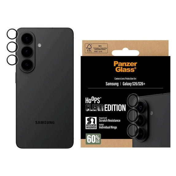 Objektívlencse védő Hoops Samsung S26/S26+, Átlátszó, PanzerGlass
